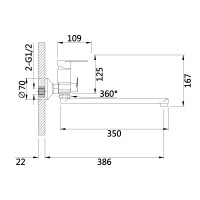 Змішувач для ванни Aries, Chrome (k35) з довгим поворотним виливом та душовим гарнітуром QTARI2601CRM45558 Qtap QTAP фото 1