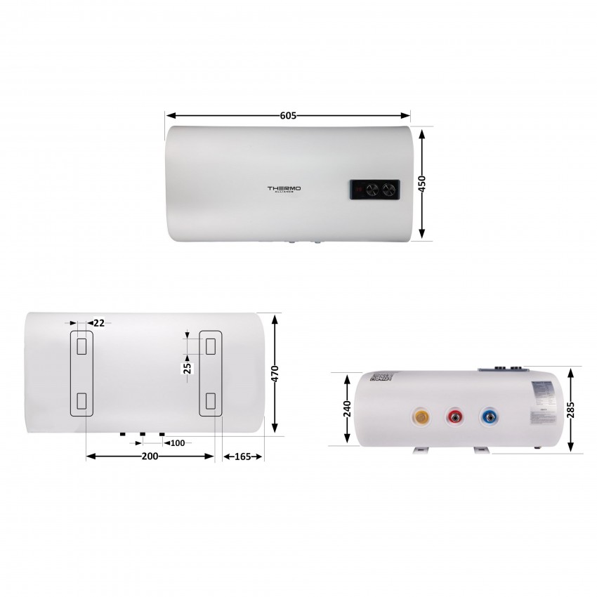 Водонагрівач електричний 30 л плоский, горизонтальний, мокрий ТЕН 2 кВт (0,8+1,2) DT30H20GPD Thermo Alliance Thermo Alliance фото 1