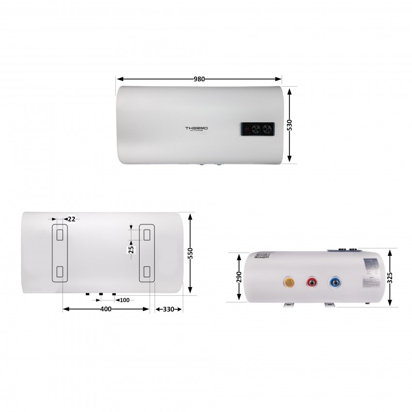 Водонагрівач електричний плоский 80 л горизонтальний, мокрий ТЕН 2 кВт (0,8+1,2) DT80H20GPD Thermo Alliance Thermo Alliance фото 1