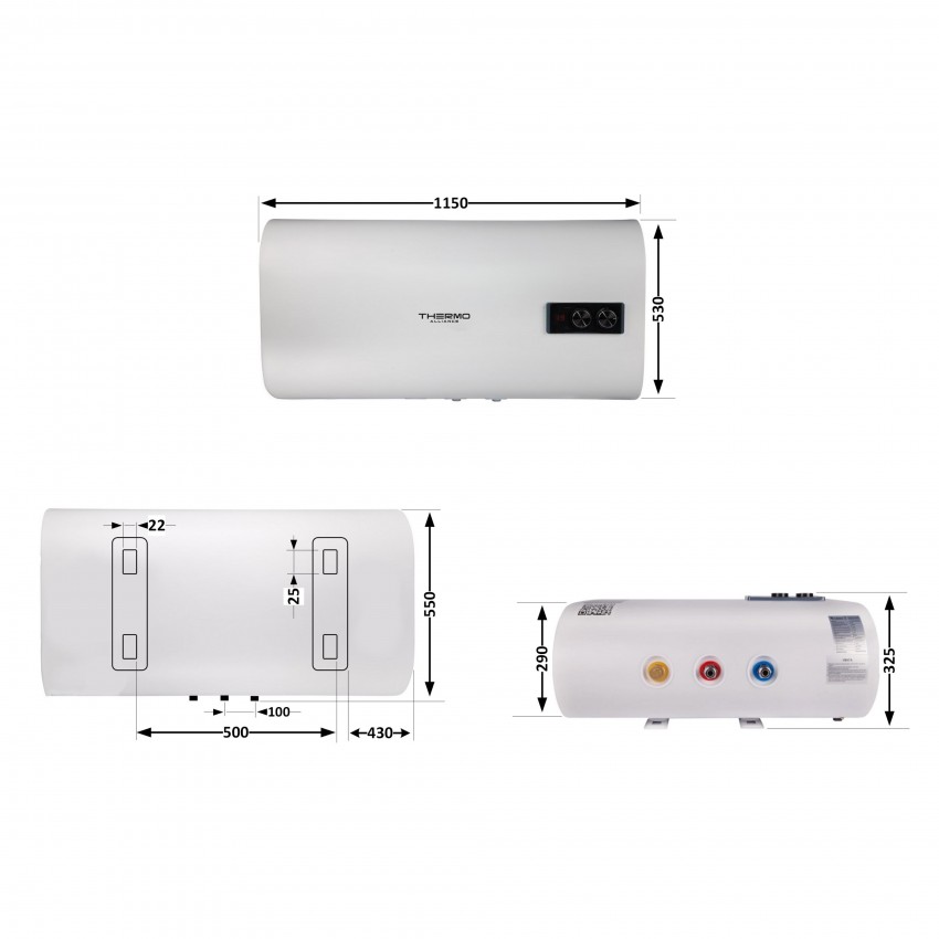 Водонагрівач електричний плоский 100 л горизонтальний, мокрий ТЕН 2 кВт (0,8+1,2) DT100H20GPD Thermo Alliance Thermo Alliance фото 1