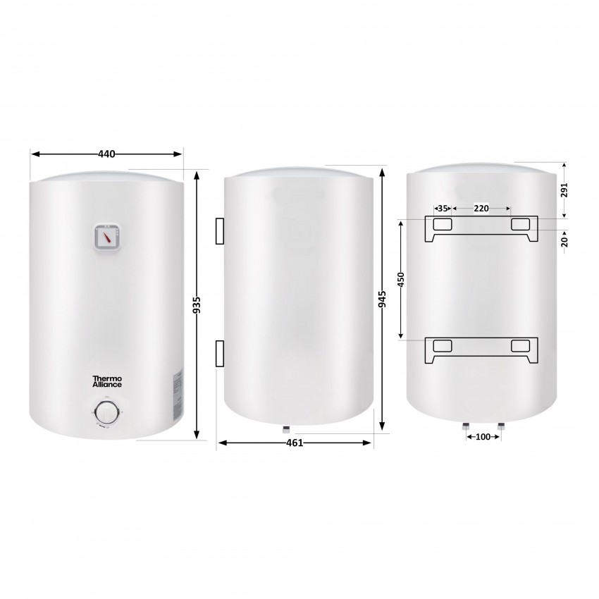 Водонагрівач електричний 100 л універсальний, мокрий ТЕН 1,5 кВт D100VH15Q3 Thermo Alliance Thermo Alliance фото 1