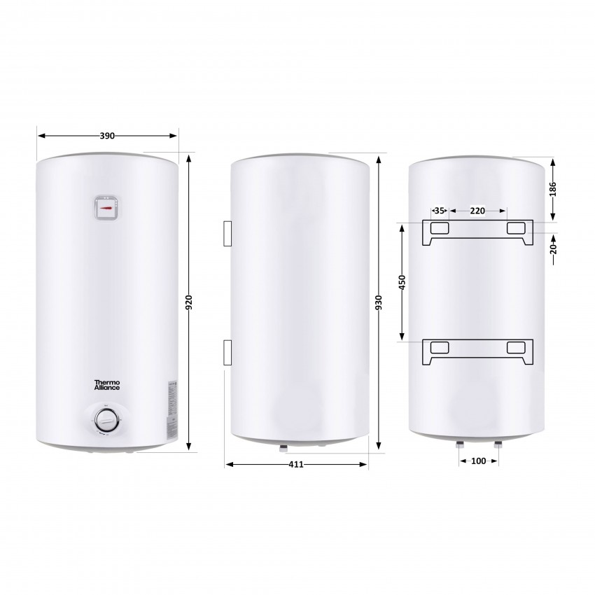 Водонагрівач електричний 80 л SLIM вертикальний, мокрий ТЕН 1,5 кВт D80V15Q2 Thermo Alliance Thermo Alliance фото 1