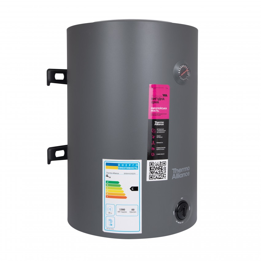 Водонагрівач електричний 80 л Grey універсальний, мокрий ТЕН 1,5 кВт D80VH15Q3G Thermo Alliance Thermo Alliance фото 2