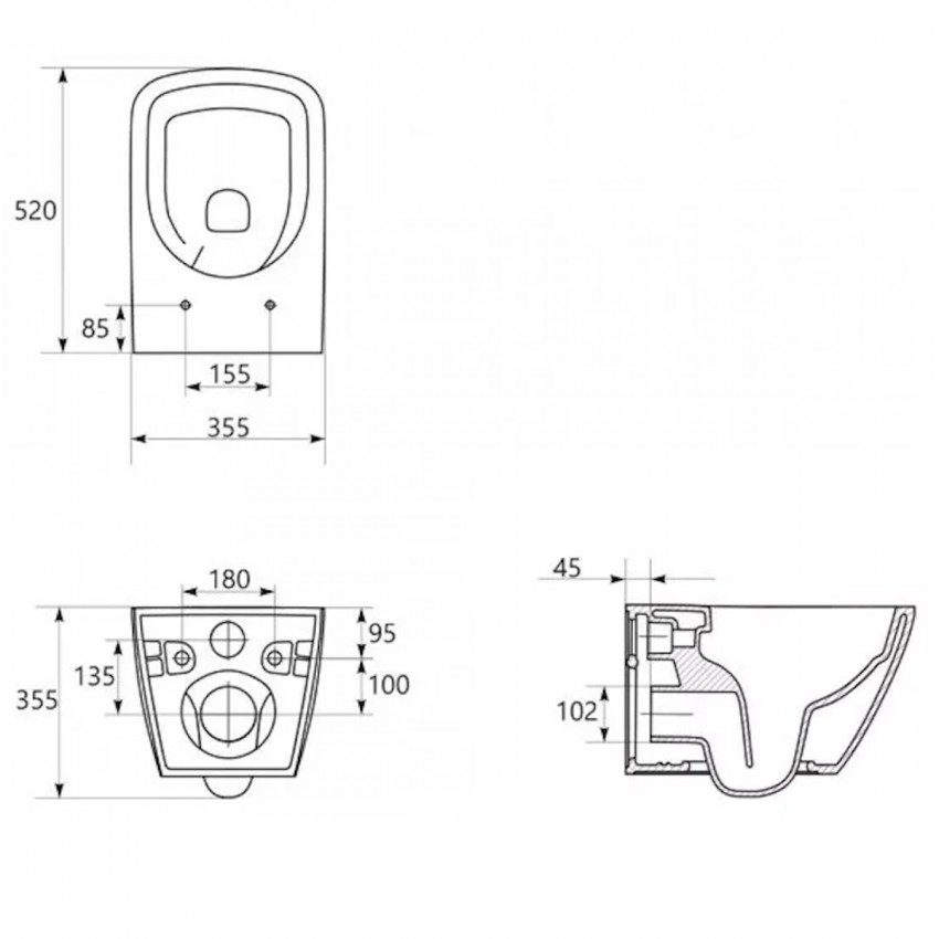 S701-884 СЕТ C200 ПІДВІСНИЙ УНІТАЗ ПРЯМОКУТНИЙ CITY PRO VORTEX З ТОНКИМ ДЮРОПЛАСТОВИМ СИДІННЯМ (1 сорт) CERSANIT-С Україна фото 2