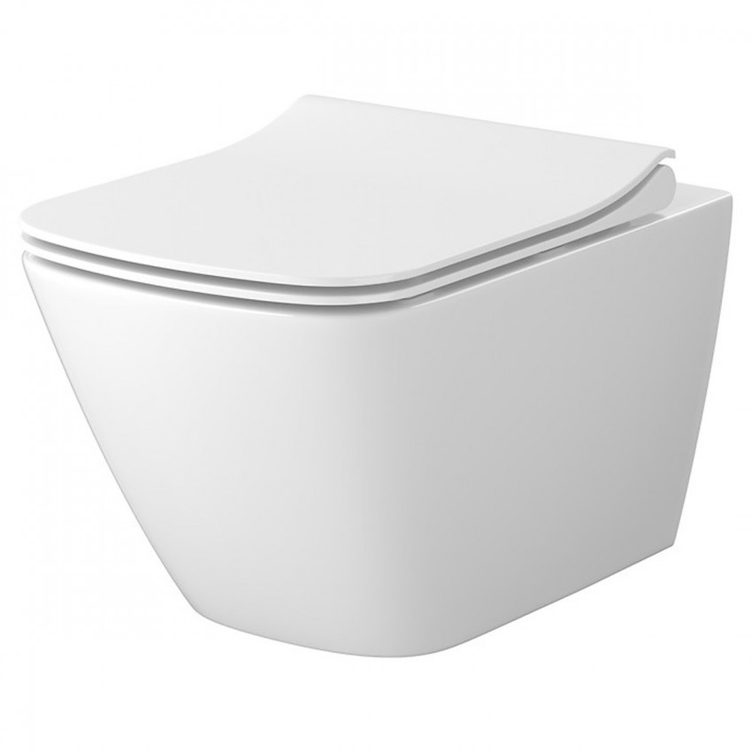 S701-884 СЕТ C200 ПІДВІСНИЙ УНІТАЗ ПРЯМОКУТНИЙ CITY PRO VORTEX З ТОНКИМ ДЮРОПЛАСТОВИМ СИДІННЯМ (1 сорт) CERSANIT-С Україна фото 1