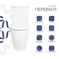 Унітаз підлоговий Evia Ultra Quiet 630×350×795 мм, White, з сидінням Slim Duroplast / Soft-close / Quick Release QTEVI27W49258 Qtap QTAP фото 2