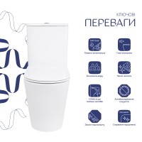Унітаз підлоговий Arvin Ultra Quiet 630×350×795 мм, White, з сидінням Slim Duroplast / Soft-close / Quick Release QTARV27W49259 Qtap QTAP фото 2