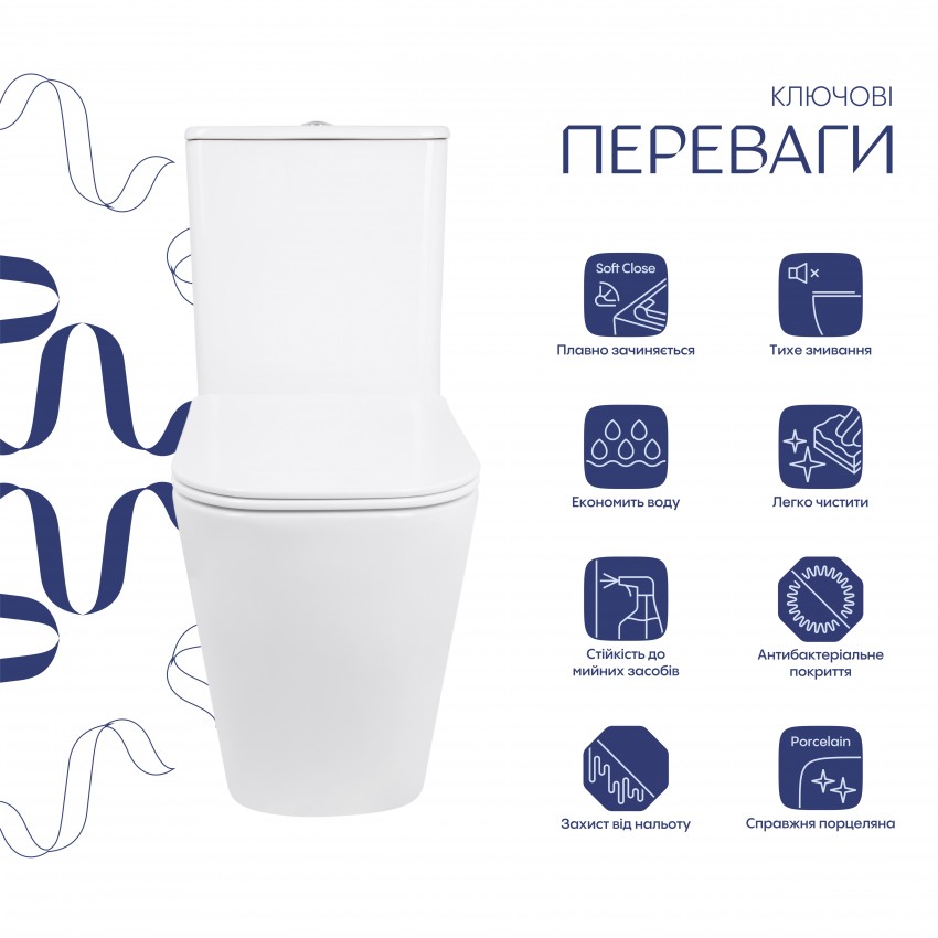 Унітаз підлоговий Stork Ultra Quiet 630×350×805 мм, White, з сидінням Slim Duroplast / Soft-close / Quick Release QTSTO27W49260 Qtap QTAP фото 2