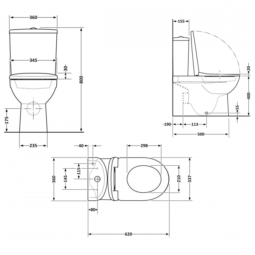 Унітаз підлоговий Stork Ultra Quiet 630×350×805 мм, White, з сидінням Slim Duroplast / Soft-close / Quick Release QTSTO27W49260 Qtap QTAP фото 1