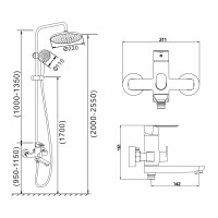 Душова система універсальна Latwa 1031,White (k35) на три споживача (з виливом)  LDLAT1031WHI48994 Lidz LIDZ фото 1