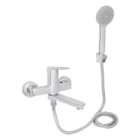 Змішувач для ванни Latwa 0061,Chrome (k35) з поворотним виливом та душовим гарнітуром LDLAT0061CRM48992 Lidz LIDZ