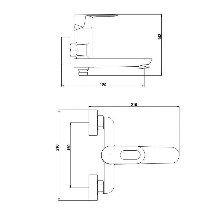 Змішувач для ванни Latwa 0061,Chrome (k35) з поворотним виливом та душовим гарнітуром LDLAT0061CRM48992 Lidz LIDZ фото 1