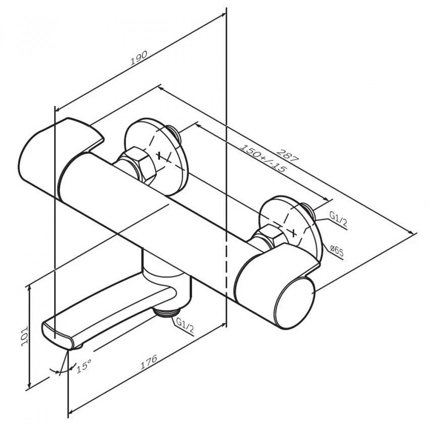 F85A50000 X-Joy S, змішувач для ванни/душу, хром (1 сорт) AM.PM фото 1