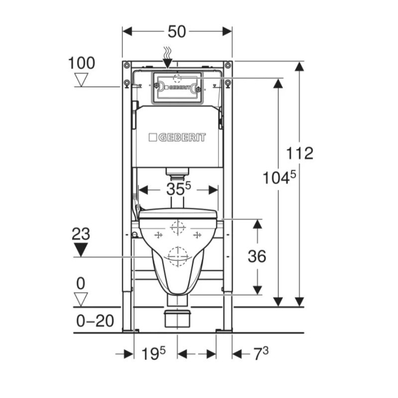 118.315.21.3 Комплект Geberit Duofix PRO 20, інсталяція для підв.унітазу Delta 12см із кріпленням до стіни, підвісний унітаз Idol із сидінням Duroplast, змивна клавіша Delta01: Глянцевий хром (1 сорт) Geberit промо фото 3