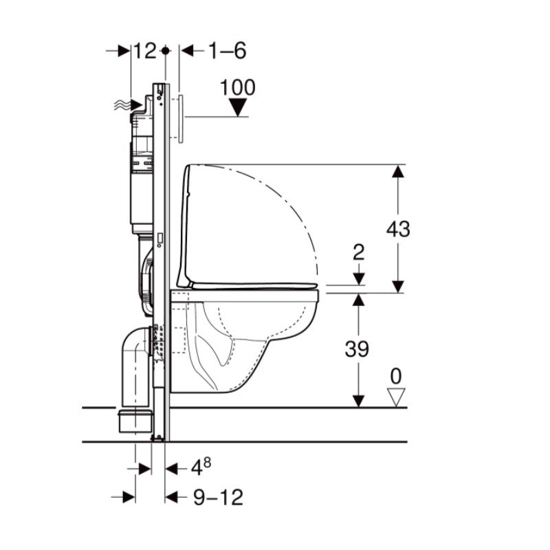 118.315.21.3 Комплект Geberit Duofix PRO 20, інсталяція для підв.унітазу Delta 12см із кріпленням до стіни, підвісний унітаз Idol із сидінням Duroplast, змивна клавіша Delta01: Глянцевий хром (1 сорт) Geberit промо фото 4