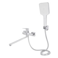 Змішувач для ванни Crow, Chrome (k35) з довгим поворотним виливом та душовим гарнітуром QTCRO260CRM48647 Qtap QTAP фото 2