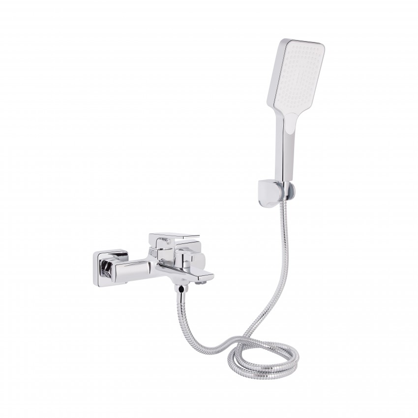 Змішувач для ванни Crow, Chrome (k35) з душовим гарнітуром QTCRO259CRM48646 Qtap QTAP