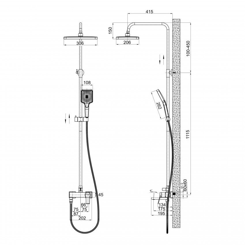 Душова система універсальна Arvin,Chrome (k30) на три споживача (з виливом)  QTARV111CRM48643 Qtap QTAP фото 1