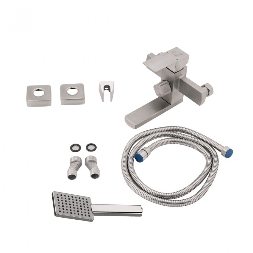 Змішувач для ванни Kubis 006, Nickel (k35) з поворотним виливом та душовим гарнітуром LDKUB006NKS28536 Lidz LIDZ фото 4