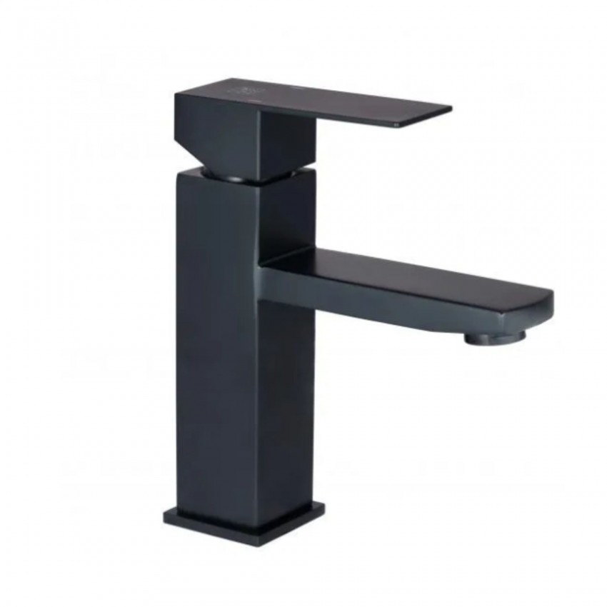 Змішувач для раковини низький Kubis 001F, Black (k35) LDKUB001FBLA43376 Lidz LIDZ