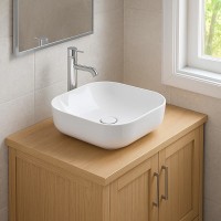 LVP1  POOL 1  раковина на стільницю без перелива 42х42, біла глянцева (1 сорт) SDR