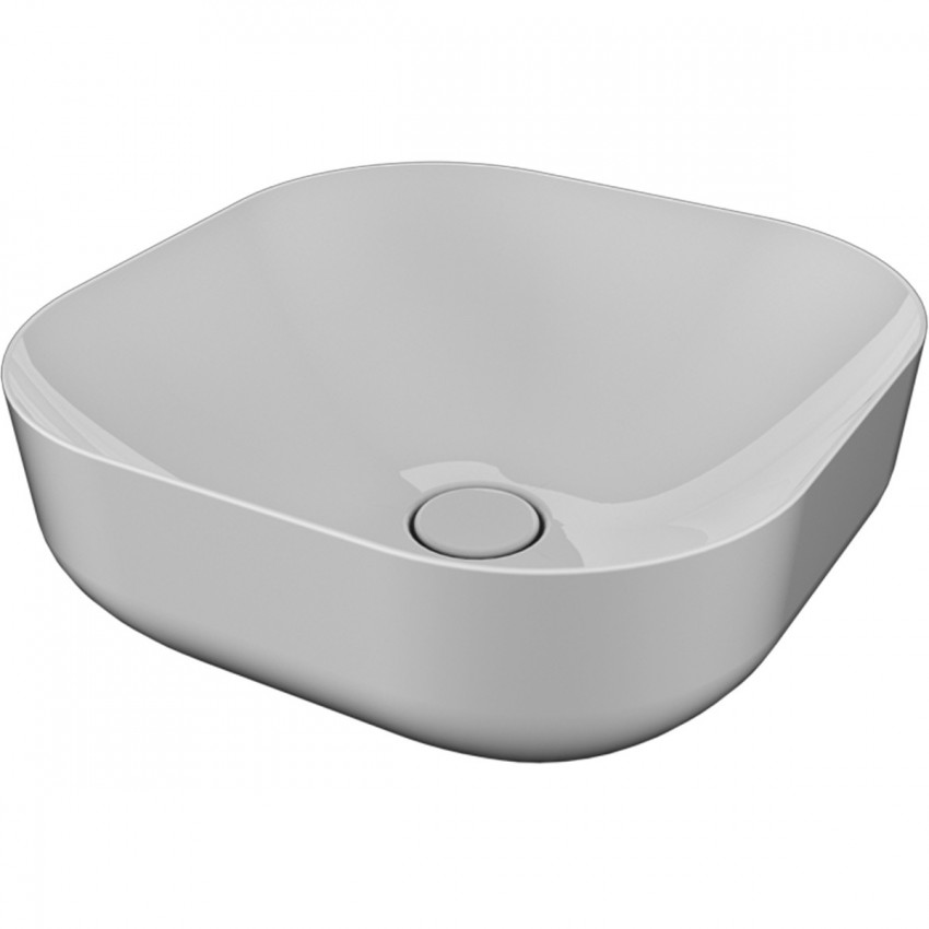 LVP1  POOL 1  раковина на стільницю без перелива 42х42, біла глянцева (1 сорт) SDR фото 1