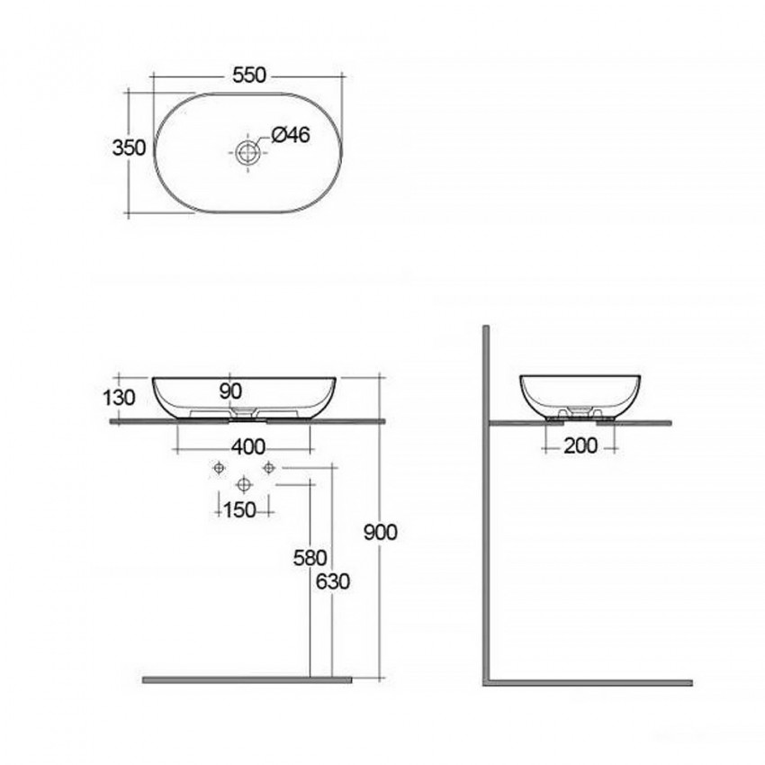 FEECT5500514A FEELING Раковина на стільницю, овальна, Matt Cappuccino, 55см (1 сорт) RAK Ceramics фото 1