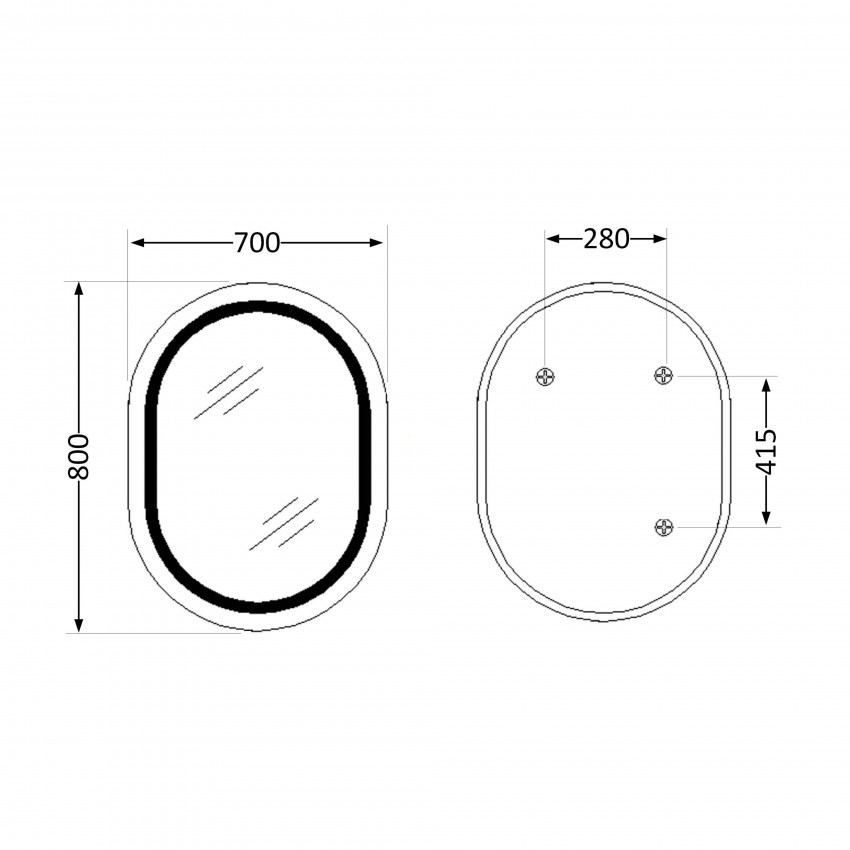 Дзеркало настінне Gemini (GE1W) 800х700 мм, овальне, з LED-підсвіткою Touch, антизапотіванням, димером, рег. темп. кольору (3000-6500K), Reverse Qtap QTAP фото 1