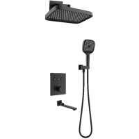 D117134011221BM Flow Душова система прихованого монтажу для ванни/душу, на 3 користувача, з термостатом, з виливом, чорний матовий (1 сорт) DEVIT фото 2