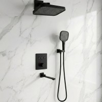 D117134011221BM Flow Душова система прихованого монтажу для ванни/душу, на 3 користувача, з термостатом, з виливом, чорний матовий (1 сорт) DEVIT фото 1