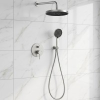 D117125001111BN Flow Душова система прихованого монтажу, на 2 споживачі, без термостату, brushed nickel (1 сорт) DEVIT