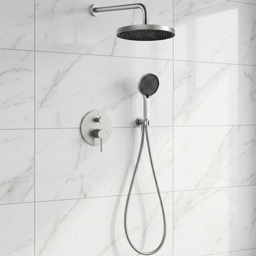 D117125001111BN Flow Душова система прихованого монтажу, на 2 споживачі, без термостату, brushed nickel (1 сорт) DEVIT