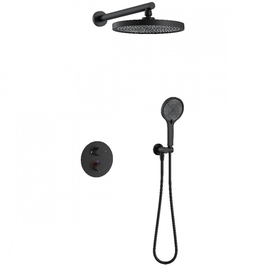 D117125011111MB Flow Душова система прихованого монтажу для душу, на 2 споживачі, з термостатом, чорний матовий (1 сорт) DEVIT фото 1