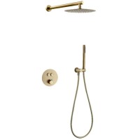 D117124011111BG Flow Душова система прихованого монтажу, на 2 споживачі, з термостатом, brushed gold (1 сорт) DEVIT фото 2