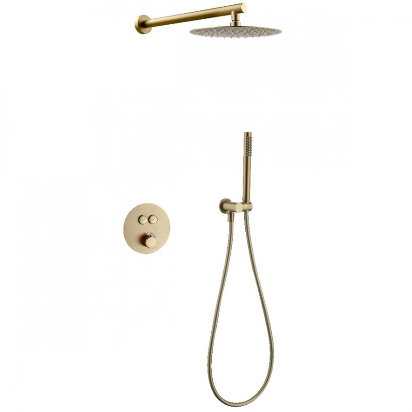 D117124011111BG Flow Душова система прихованого монтажу, на 2 споживачі, з термостатом, brushed gold (1 сорт) DEVIT фото 2