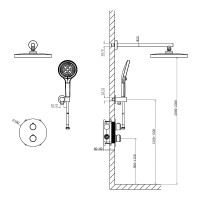 D117125011111BN Flow Душова система прихованого монтажу для душу, на 2 споживачі, з термостатом, brushed nickel (1 сорт) DEVIT фото 2