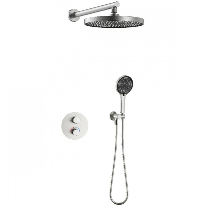 D117125011111BN Flow Душова система прихованого монтажу для душу, на 2 споживачі, з термостатом, brushed nickel (1 сорт) DEVIT фото 1