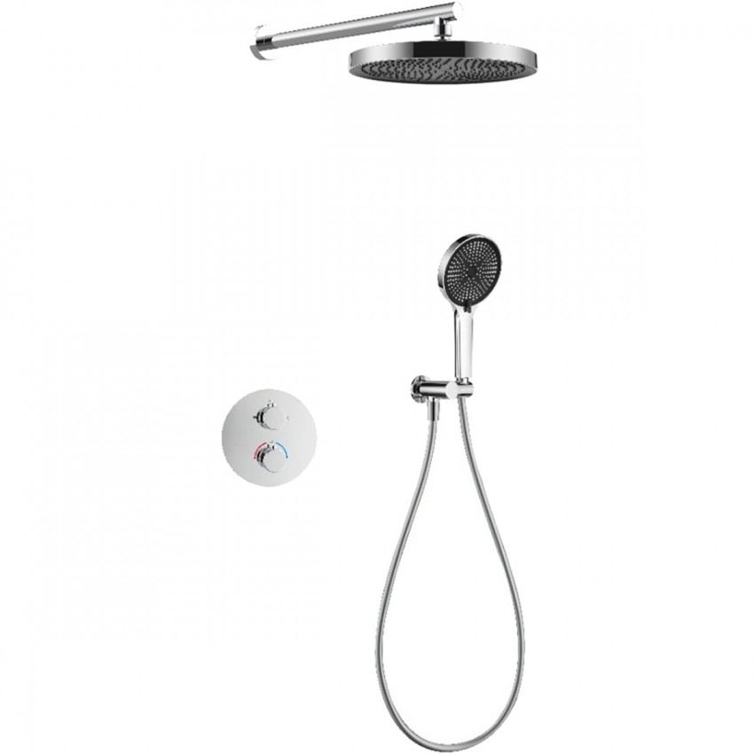 D117125011111C Flow Душова система прихованого монтажу для душу, на 2 споживачі, з термостатом, хром (1 сорт) DEVIT фото 1