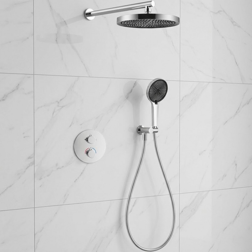 D117125011111C Flow Душова система прихованого монтажу для душу, на 2 споживачі, з термостатом, хром (1 сорт) DEVIT