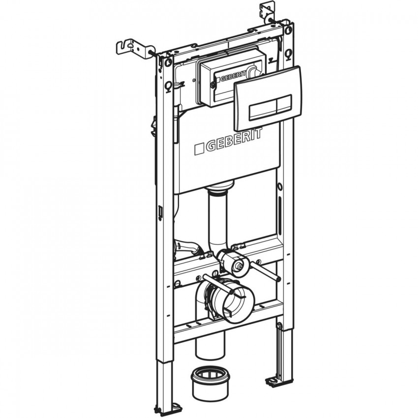 458.135.14.2 Duofix Комплект (3в1) інсталяції д/унітазу з кріпленням та клавішою Delta50 чорний мат (1 сорт) Geberit промо фото 1