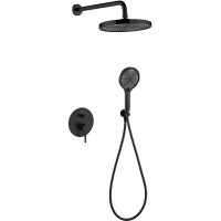 D117125001111MB Flow Душова система прихованого монтажу, на 2 споживачі, без термостату, чорний матовий (1 сорт) DEVIT фото 1