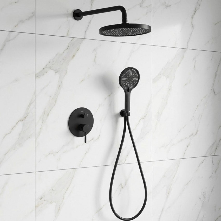 D117125001111MB Flow Душова система прихованого монтажу, на 2 споживачі, без термостату, чорний матовий (1 сорт) DEVIT
