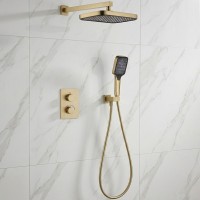 D117125011221BG Flow Душова система прихованого монтажу для душу, на 2 споживачі, з термостатом, brushed golg (1 сорт) DEVIT