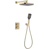 D117125011221BG Flow Душова система прихованого монтажу для душу, на 2 споживачі, з термостатом, brushed golg (1 сорт) DEVIT фото 1