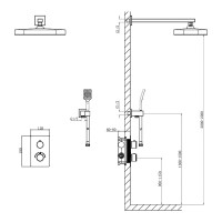 D117125011221BG Flow Душова система прихованого монтажу для душу, на 2 споживачі, з термостатом, brushed golg (1 сорт) DEVIT фото 2