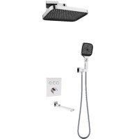 D117134011221C Flow Душова система прихованого монтажу для ванни/душу, на 3 користувача, з термостатом, з виливом, хром (1 сорт) DEVIT фото 2