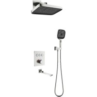 D117134011221BN Flow Душова система прихованого монтажу для ванни/душу, на 3 користувача, з термостатом, brush nickel (1 сорт) DEVIT фото 2