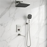 D117134011221BN Flow Душова система прихованого монтажу для ванни/душу, на 3 користувача, з термостатом, brush nickel (1 сорт) DEVIT фото 1