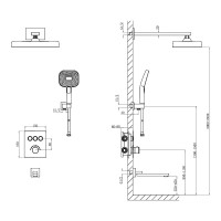 D117134011221BN Flow Душова система прихованого монтажу для ванни/душу, на 3 користувача, з термостатом, brush nickel (1 сорт) DEVIT