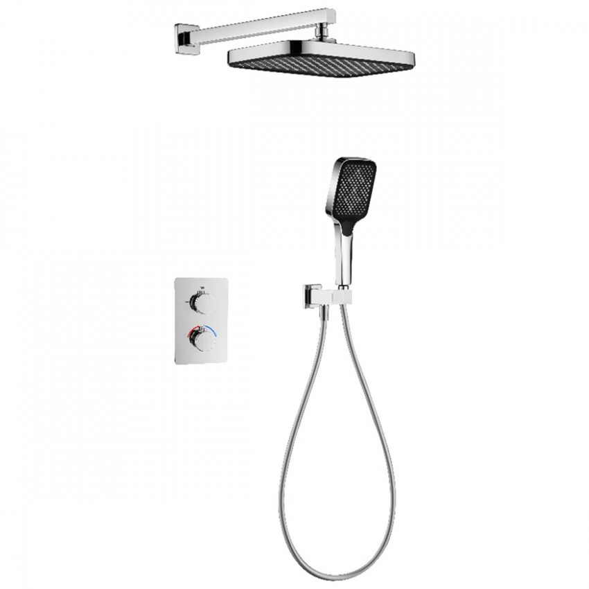 D117125011221C Flow Душова система прихованого монтажу для душу, на 2 споживачі, з термостатом, хром (1 сорт) DEVIT фото 1